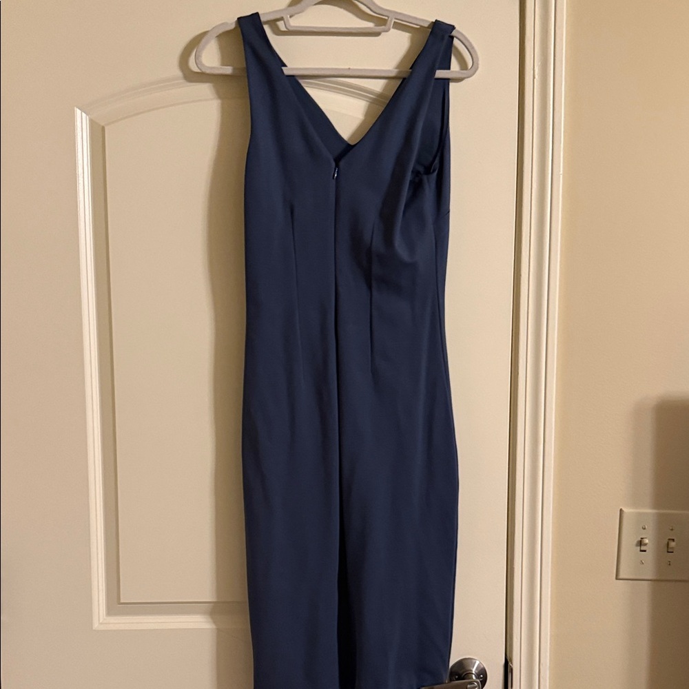 White House Black Market Navy V-Neck Midi Dress